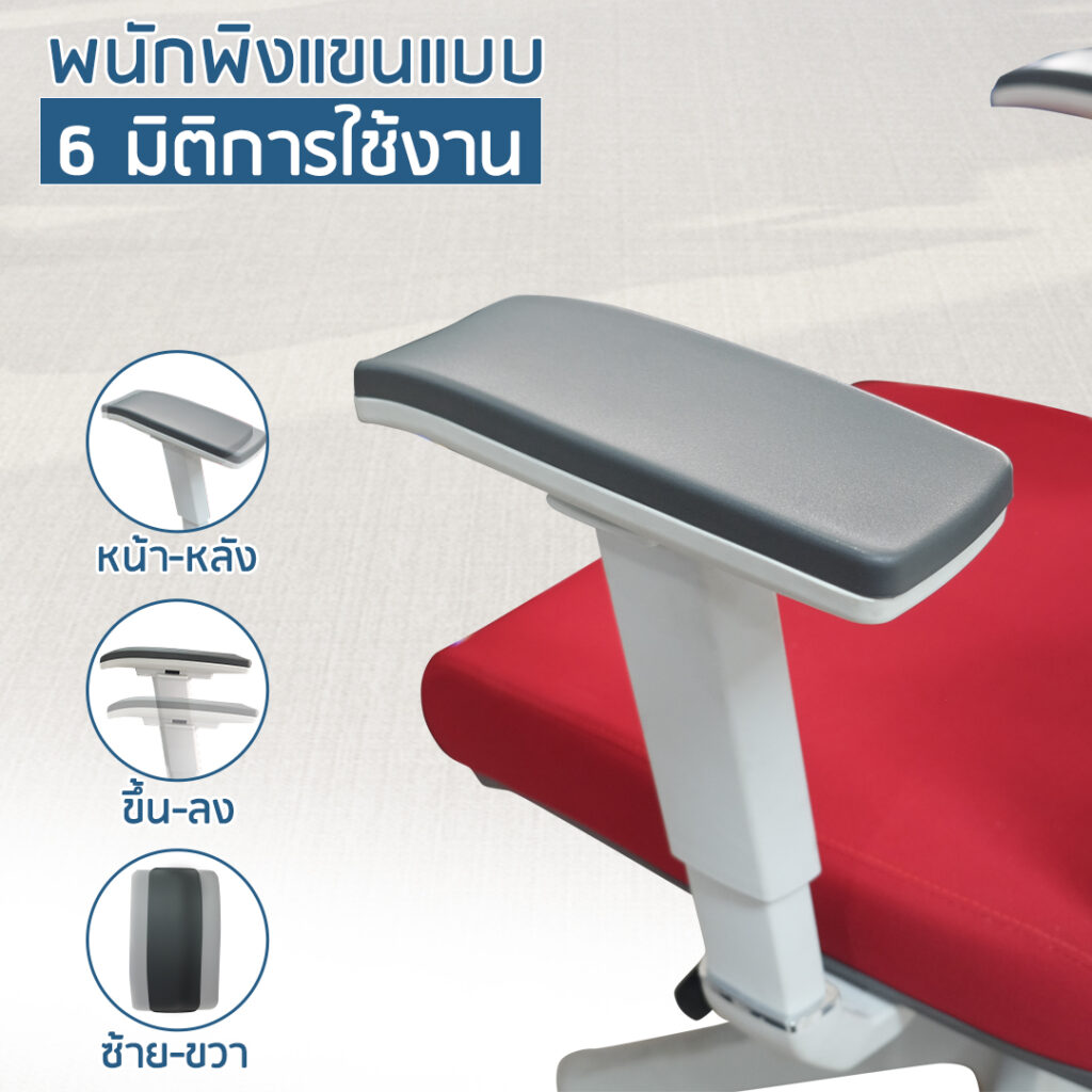 เก้าอี้ Ergonomic รุ่น Tuli เบาะผ้าสีเทา นุ่มสบาย รองรับสรีระ สำหรับนั่งทำงาน