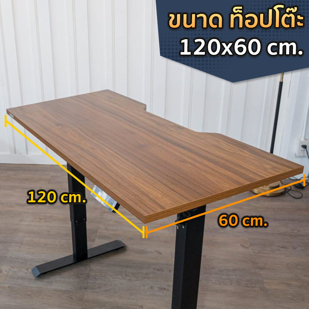 ภาพ Standing Desk โต๊ะปรับระดับ รุ่นท็อปไม้ลามิเนต สีไม้ธรรมชาติ ขนาด 120x60 ซม. พร้อมรีโมททัชสกรีน