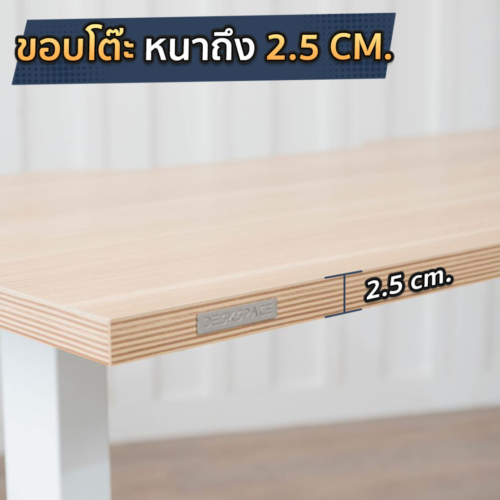 รูป Standing Desk โต๊ะปรับระดับไฟฟ้า ท็อปไม้ลามิเนตสีอ่อน ขนาด 120x60 ซม. พร้อมรีโมททัชสกรีน