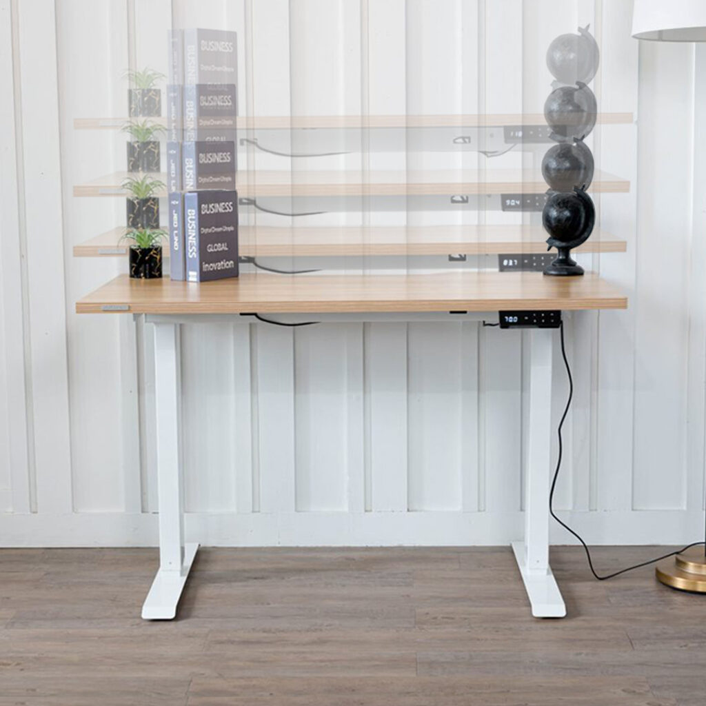 ภาพ Standing Desk โต๊ะปรับระดับไฟฟ้า ท็อปไม้ลามิเนต ขนาด 120x60 ซม. พร้อมรีโมททัชสกรีน
