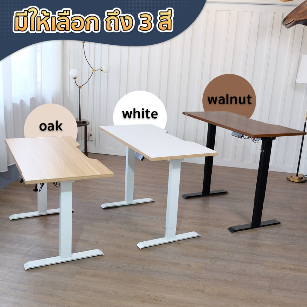 ภาพ Standing Desk โต๊ะปรับระดับไฟฟ้า ท็อปไม้ลามิเนตสีไม้ ขนาด 120x60 ซม. ปรับความสูงได้