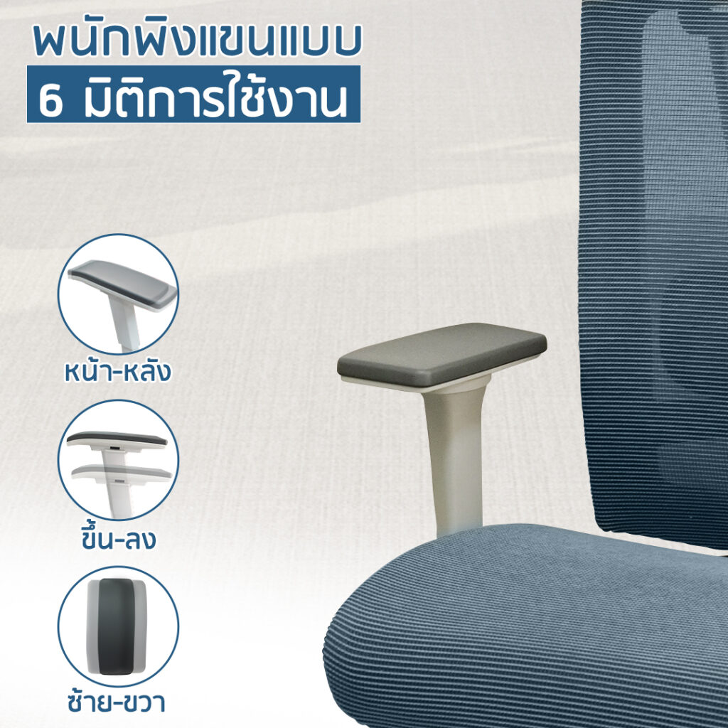 เก้าอี้ Ergonomic รุ่น Tuli เบาะตาข่ายสีดำ พนักพิงแขน 6D