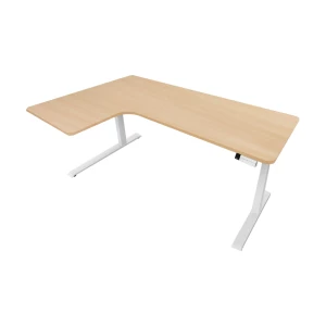 Custom L Desk 2 Legsโต๊ะปรับระดับท็อปตัวแอล ออกแบบตามขนาดที่ต้องการได้ ท็อปไม้ลามิเนต ปรับระดับได้ตั้งแต่ 60-125 CM