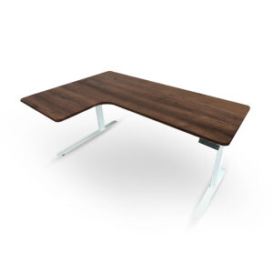 Custom L Desk 2 Legsโต๊ะปรับระดับท็อปตัวแอล ออกแบบตามขนาดที่ต้องการได้ ท็อปไม้ลามิเนต ปรับระดับได้ตั้งแต่ 60-125 CM