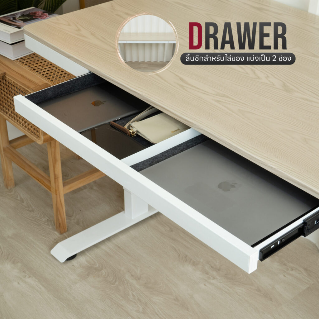 โต๊ะปรับระดับไฟฟ้า DeskSpace รุ่น Wireless Charger Smart Desk ท็อปกระจกเทมเปอร์ พร้อมแท่นชาร์จไร้สาย
