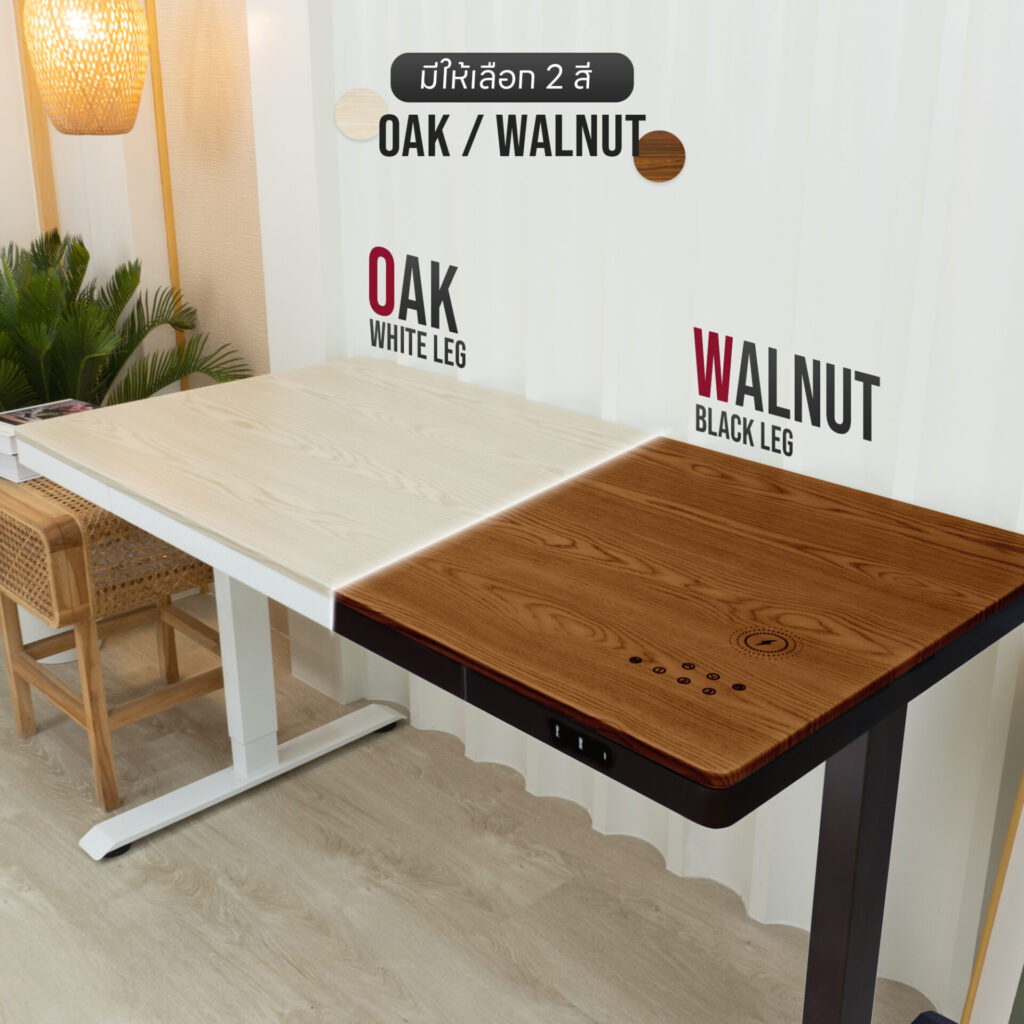 โต๊ะปรับระดับไฟฟ้า DeskSpace พร้อม Wireless Charger และท็อปกระจกเทมเปอร์